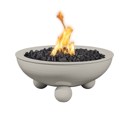 The Outdoor Plus 36 Round Sedona Fire Bowl, Powder Coated Metal, Pewter, Low Voltage Electronic Ignition, Natural Gas OPT-36RPCRLFOE12V-PEW-NG